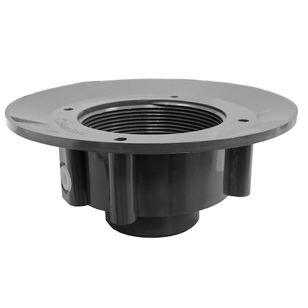 Jones Stephens 3in. x 4in. PVC Slab Drain Base with Clamping Ring and Primer Tap, for 3-1/2in. Spud D49854